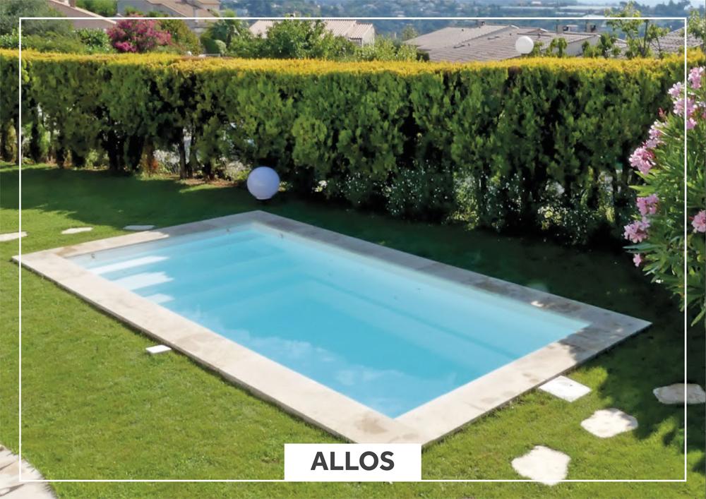 Allos Piscine de moins de 10 m2 : 4,50 m x 2,20 m x 1,40 m