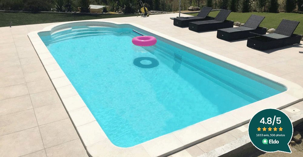 Capri Piscine à fond progressif de 8,10 m x 3,90 m x 1,10 à 1,80 m