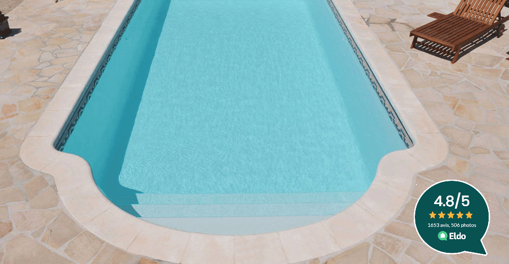 Crete Piscine à fond plat de 7,70 m x 3,70 m x 1,40 m