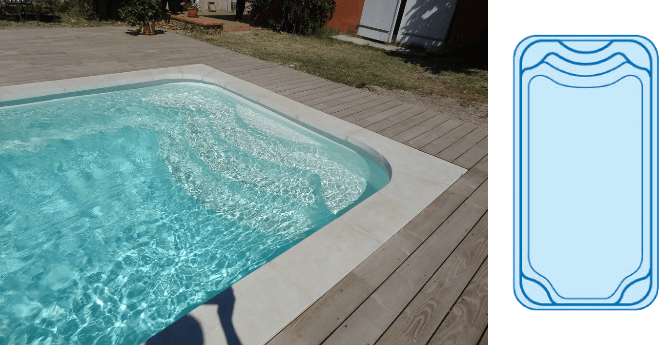 Déclic R 600 Piscine à fond plat de 6,00 m x 2,80 m x 1,40 m