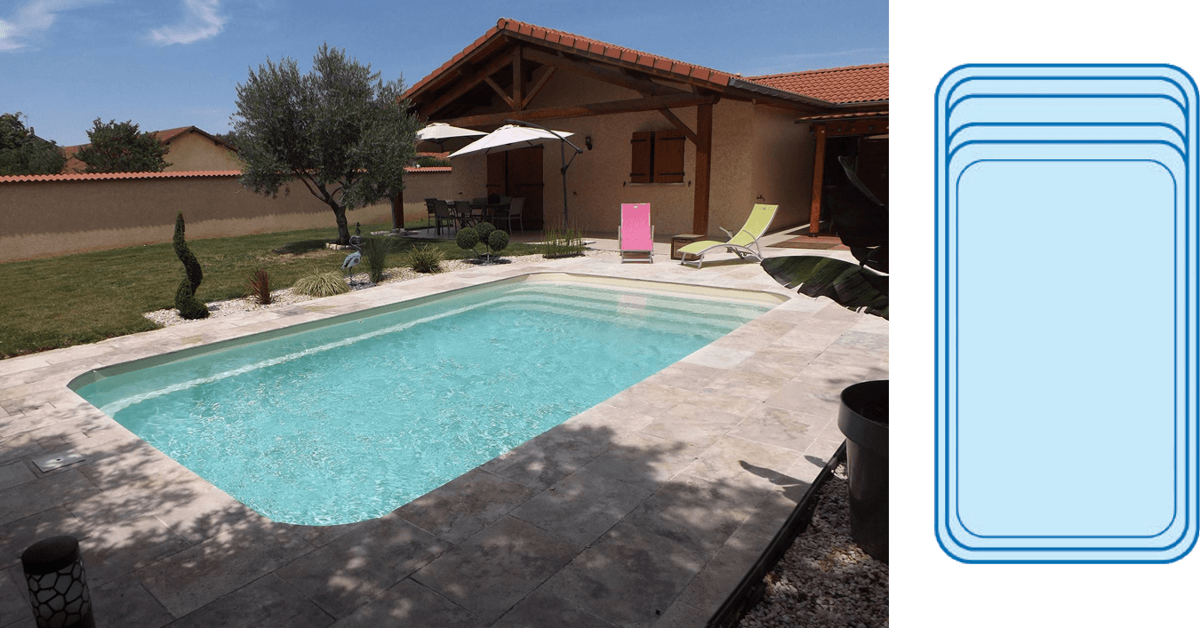 Déclic R 700 Piscine à fond plat de 7,00 m x 3,70 m x 1,50 m