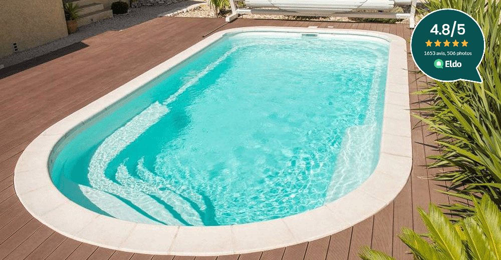 Jamaique Piscine à fond plat de 8 m x 3,70 m x 1,50 m