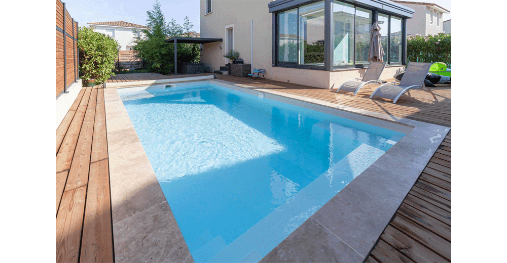 Maui Piscine à fond plat de 7 m x 3,50 m x 1,40 m