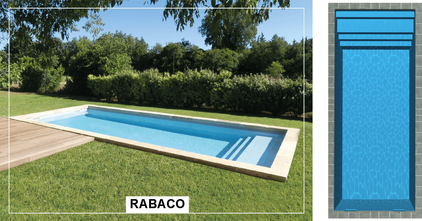 Rabaco Piscine à fond plat de 10,00 m x 4,20 m x 1,50 m