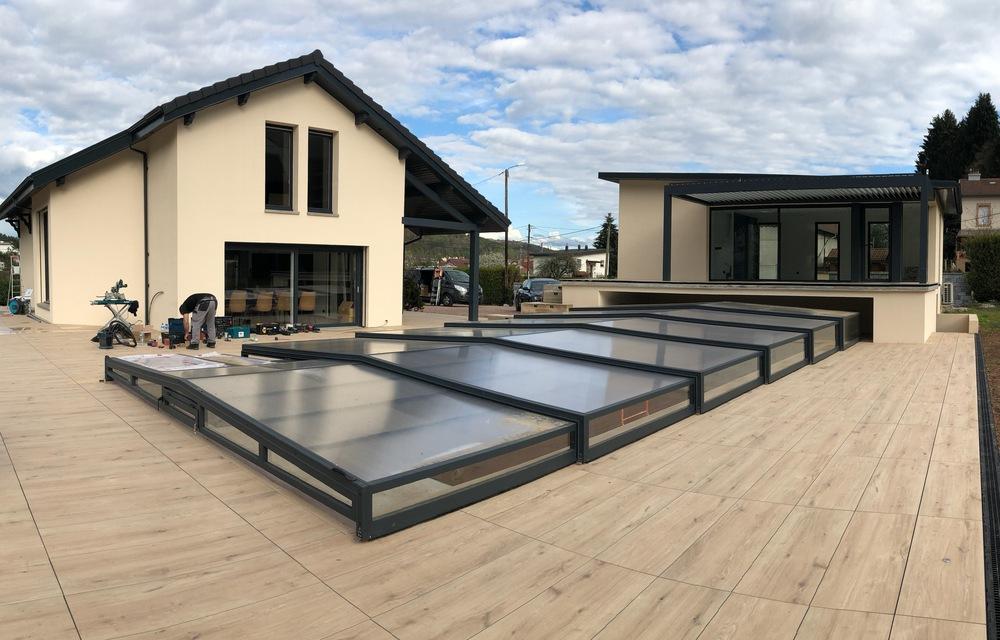 Libao Abri bas en verre & polycarbonate pour embellir votre piscine