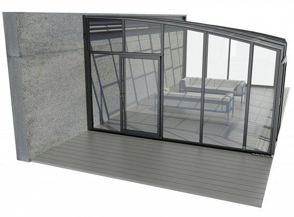 Aluwall III Un abri adossé coulissant télescopique