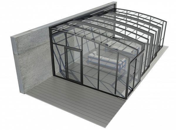 Aluwall III Un abri adossé coulissant télescopique