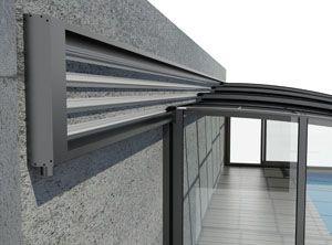 Aluwall III Un abri adossé coulissant télescopique